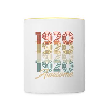 Funny Birthday Awesome 1920 - Tasse zweifarbig - Weiß/Gelb - Vorne
