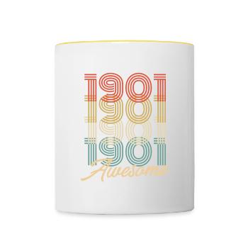 Drôle d’anniversaire génial 1901 - Mug contrasté - blanc/jaune - Devant