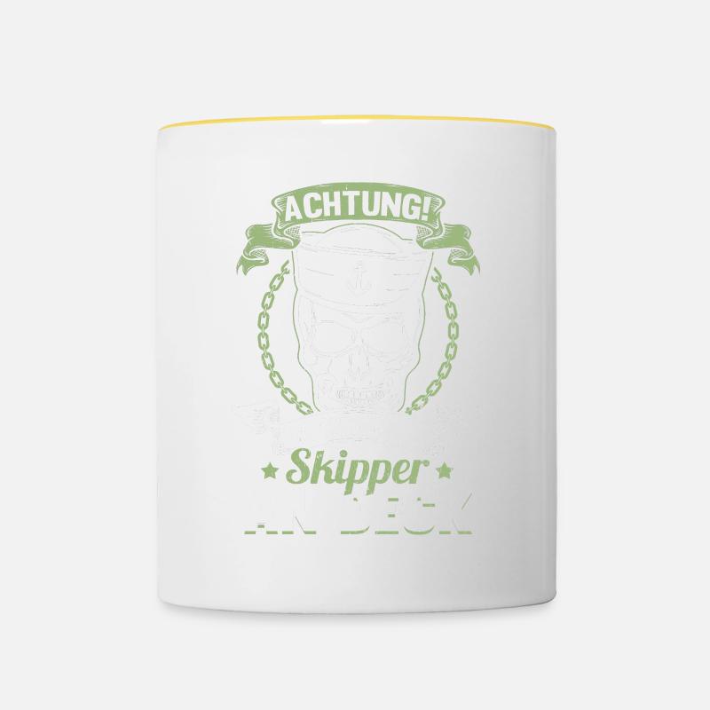 Nachwuchs Skipper segelschule Ostsee Helgoland - Tasse zweifarbig - Weiß/Gelb