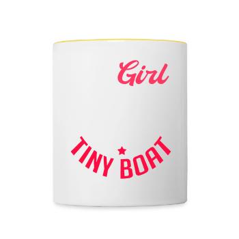 Kleines Mädchen Kleines Boot Segelschule Ostsee - Tasse zweifarbig - Weiß/Gelb - Vorne