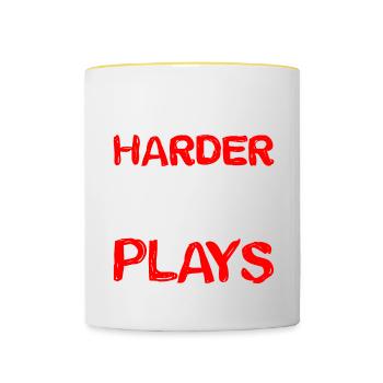 We Tailgate Harder Than Your Team Plays 2 - Tasse zweifarbig - Weiß/Gelb - Vorne