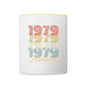 Funny Birthday Awesome 1979 - Contrasting Mug - white/yellow - Front