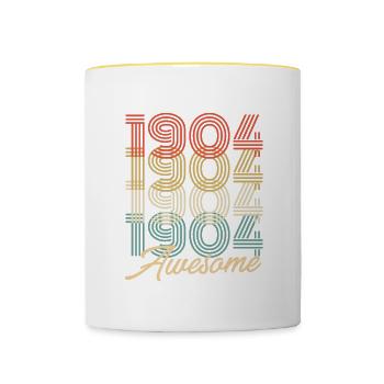 Drôle d’anniversaire génial 1904 - Mug contrasté - blanc/jaune - Devant