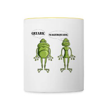 Lustiges Forsch Frösche Quark Magerquark Wortwitz - Tasse zweifarbig - Weiß/Gelb - Vorne