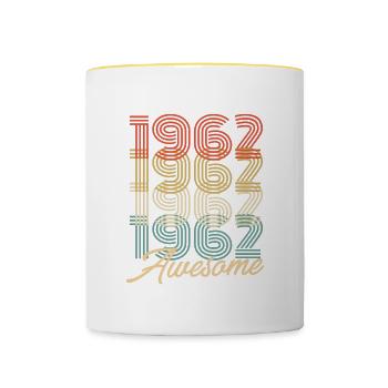Funny Birthday Awesome 1962 - Contrasting Mug - white/yellow - Front