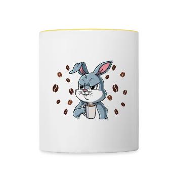 Fass mein Kaffee an und ich klatsch dich Kaffee - Tasse zweifarbig - Weiß/Gelb - Vorne