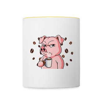 Fass mein Kaffee an und ich klatsch dich Kaffee - Tasse zweifarbig - Weiß/Gelb - Vorne