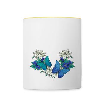 Autriche Suisse Dolomites Salzbourg Tyrol du Sud Alm - Mug contrasté - blanc/jaune - Devant