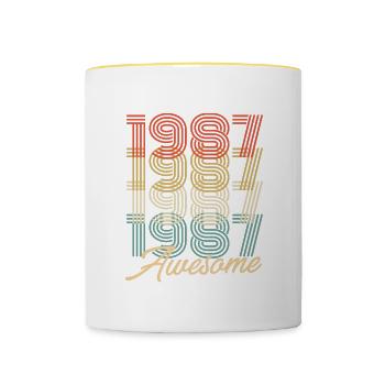 Drôle d’anniversaire génial 1987 - Mug contrasté - blanc/jaune - Devant