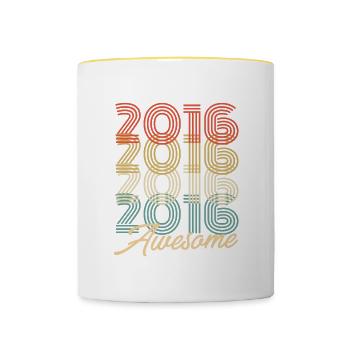 Drôle d’anniversaire génial 2016 - Mug contrasté - blanc/jaune - Devant