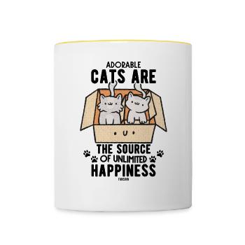 Chats pour enfants - Mug contrasté - blanc/jaune - Devant