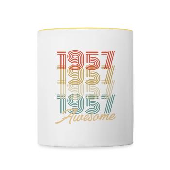 Funny Birthday Awesome 1957 - Tasse zweifarbig - Weiß/Gelb - Vorne