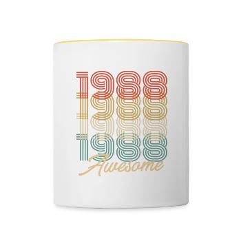 Funny Birthday Awesome 1988 - Tasse zweifarbig - Weiß/Gelb - Vorne