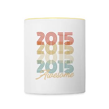 Funny Birthday Awesome 2015 - Contrasting Mug - white/yellow - Front