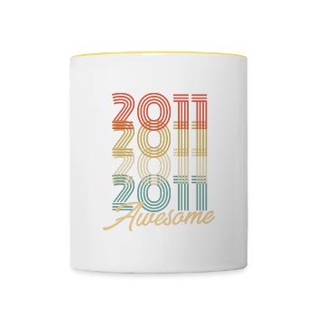 Funny Birthday Awesome 2011 - Contrasting Mug - white/yellow - Front