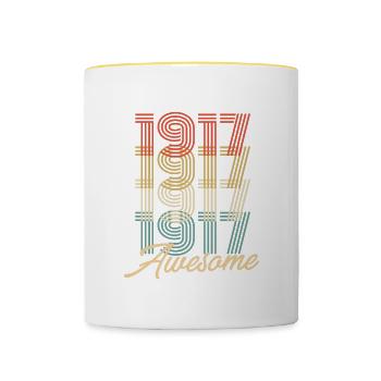 Funny Birthday Awesome 1917 - Tasse zweifarbig - Weiß/Gelb - Vorne