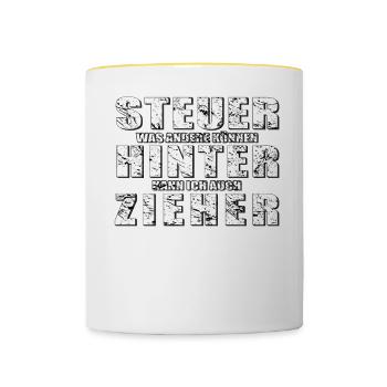 STEUERHINTERZIEHER - Tasse zweifarbig - Weiß/Gelb - Vorne