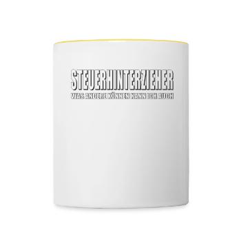 STEUERHINTERZIEHER - Tasse zweifarbig - Weiß/Gelb - Vorne
