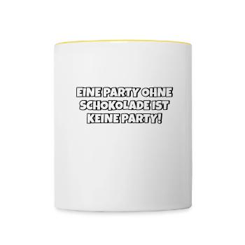 Ohne Schokolade keine Party Lustiger Spruch Witz - Tasse zweifarbig - Weiß/Gelb - Vorne