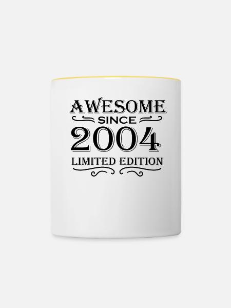 2004 - Jahrgang 2004 - Tasse zweifarbig - Weiß/Gelb