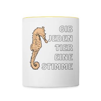 GIB JEDEN TIER EINE STIMME - Tasse zweifarbig - Weiß/Gelb - Vorne