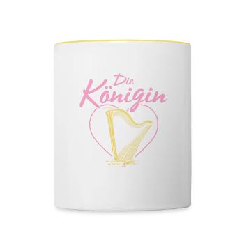 Reicht Mir Die Harfe Die Königin Will Spielen - Tasse zweifarbig - Weiß/Gelb - Vorne
