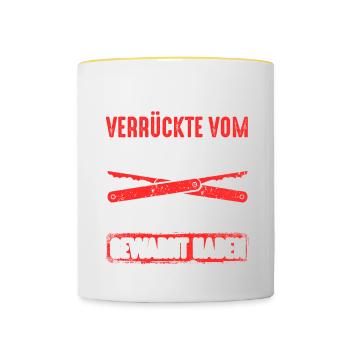 Verrückte Vom Schlüsseldienst Alle Gewarnt Haben - Tasse zweifarbig - Weiß/Gelb - Vorne