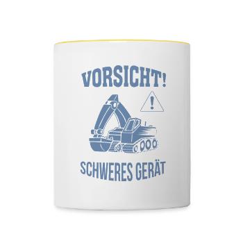 Bagger Baggerfahrer Baugeräteführer Schweres Gerät - Tasse zweifarbig - Weiß/Gelb - Vorne