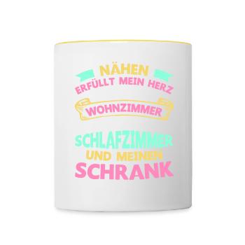 Nähen Erfüllt Mein Herz Geschenk Nähen Näherin - Tasse zweifarbig - Weiß/Gelb - Vorne