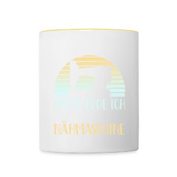 Lass Mich In Ruhe Rede Nur Mit Meiner Nähmaschine - Tasse zweifarbig - Weiß/Gelb - Vorne