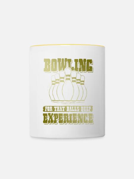 Bowling Experimen - Tasse zweifarbig - Weiß/Gelb