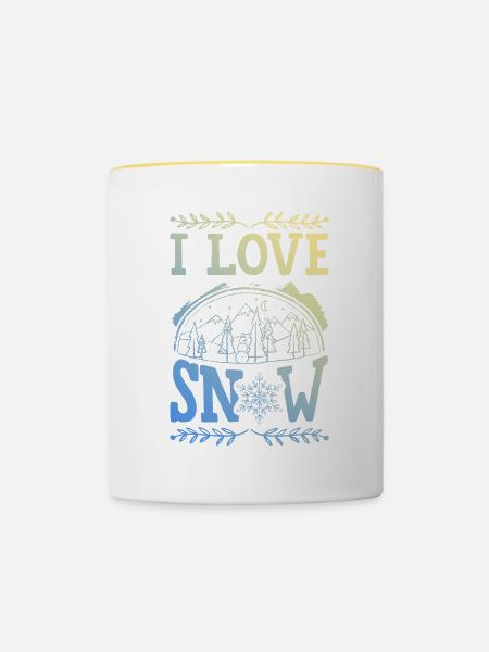 I Love Snow - Tasse zweifarbig - Weiß/Gelb