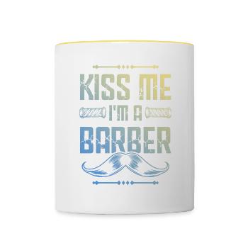 Embrasse-moi Barbier - Mug contrasté - blanc/jaune - Devant