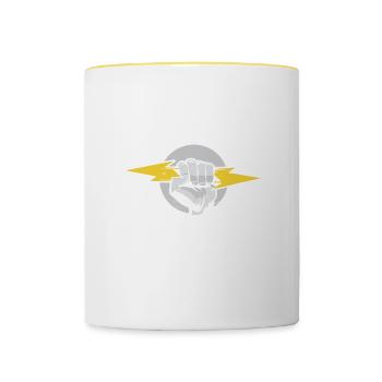 Un Électricien Au Courant Vaut Mieux Que Deux - Mug contrasté - blanc/jaune - Devant