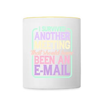I Survived Another Meeting 24 - Contrasting Mug - white/yellow - Front