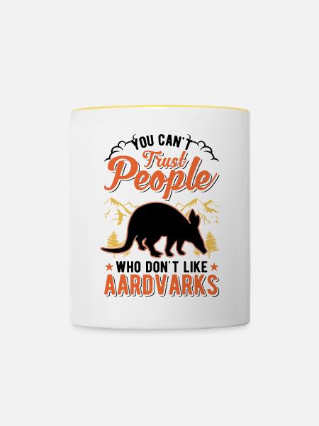 Erdferkel Geschenk Aardvark - Tasse zweifarbig - Weiß/Gelb