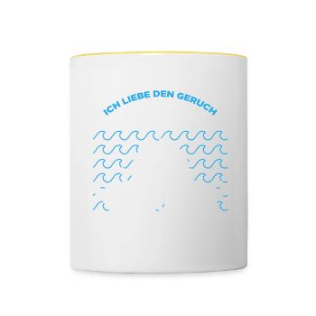 Ich Liebe Den Geruch Eines Neuen Hafens Am Morgen - Tasse zweifarbig - Weiß/Gelb - Vorne