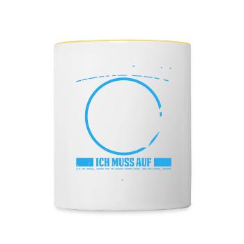 Keine Zeit Ich Muss Auf Kreuzfahrt Urlaub - Tasse zweifarbig - Weiß/Gelb - Vorne