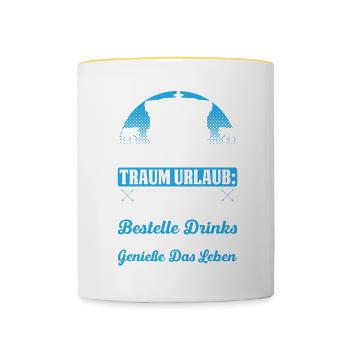 Traum Urlaub: Gehe Auf Ein Kreuzfahrtschiff - Tasse zweifarbig - Weiß/Gelb - Vorne