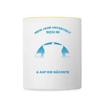 Jahr Unterteilt Sich In 2 Jahreszeiten Kreuzfahrt - Tasse zweifarbig - Weiß/Gelb - Vorne