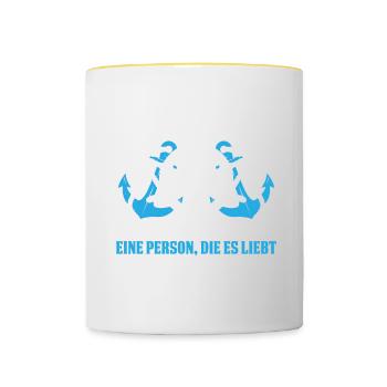 Ankerdemiker Person Die Es Liebt In See Zu Stechen - Tasse zweifarbig - Weiß/Gelb - Vorne