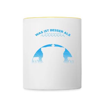 Was Ist Besser Als Eine Kreuzfahrt Im Jahr - Tasse zweifarbig - Weiß/Gelb - Vorne