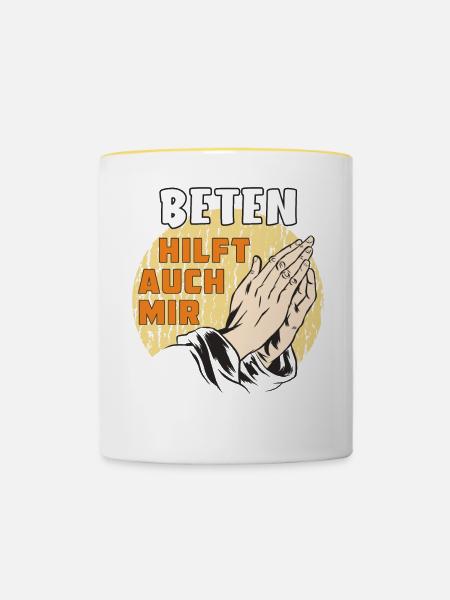 BETEN HILFT AUCH MIR - Tasse zweifarbig - Weiß/Gelb