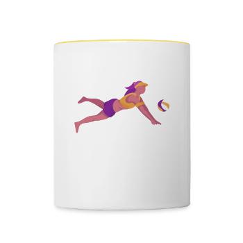 Volleyball Beachvolleyball Geschenk Strand - Tasse zweifarbig - Weiß/Gelb - Vorne