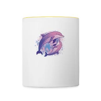 Delfin - Tasse zweifarbig - Weiß/Gelb - Vorne