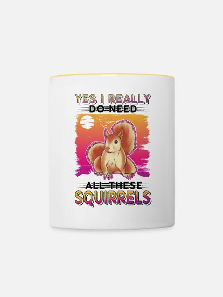 Eichhörnchen Geschenk Grauhörnchen Squirrel - Tasse zweifarbig - Weiß/Gelb