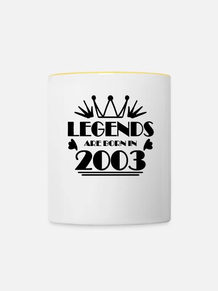 2003 - Jahrgang 2003 - Tasse zweifarbig - Weiß/Gelb
