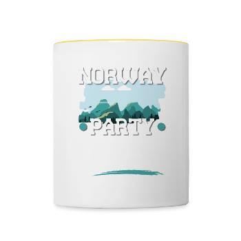 Équipage de la fête en Norvège - Mug contrasté - blanc/jaune - Devant