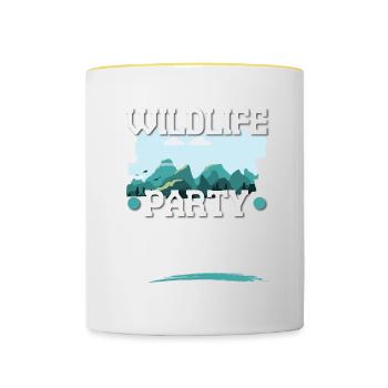 Équipage de la fête de la faune - Mug contrasté - blanc/jaune - Devant