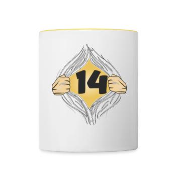 14 HEMD AUFZIEHEN - Tasse zweifarbig - Weiß/Gelb - Vorne